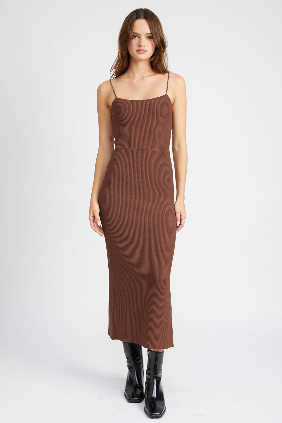 BROWN Maxi Knit Rib Dress