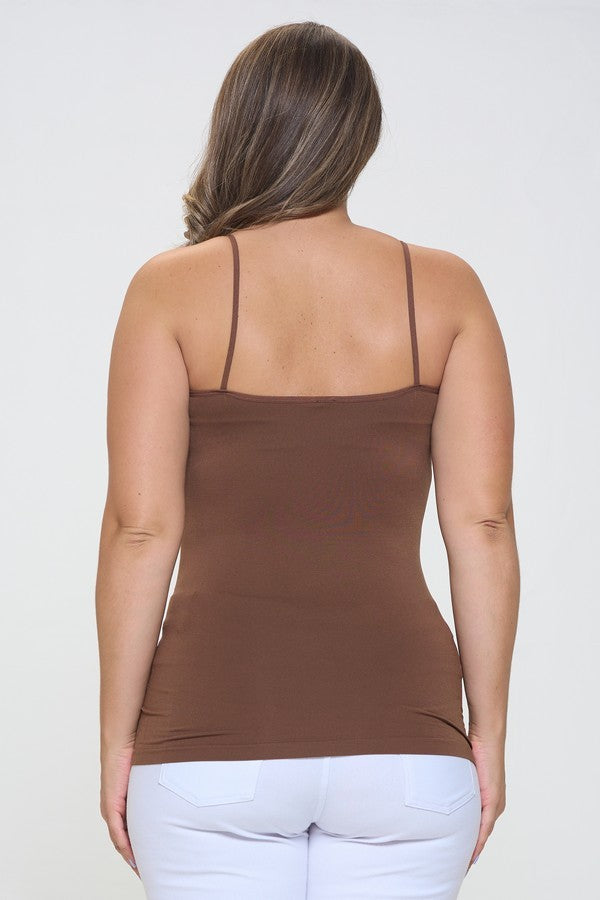 Navy Seamless Long Spaghetti Strap Long Camisole Top
