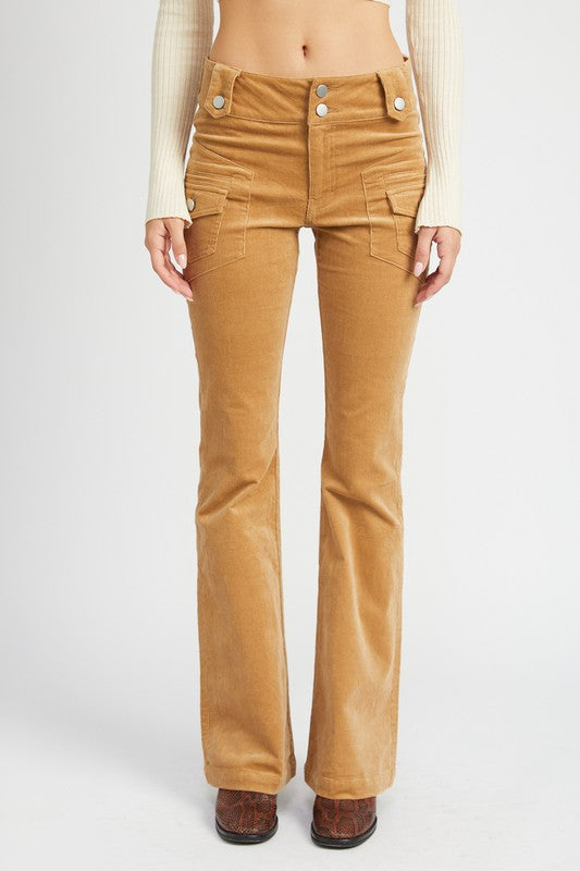 Khaki Low Rise Pants W Bell Bottoms