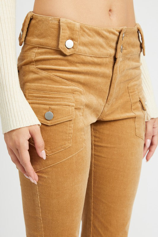 Khaki Low Rise Pants W Bell Bottoms
