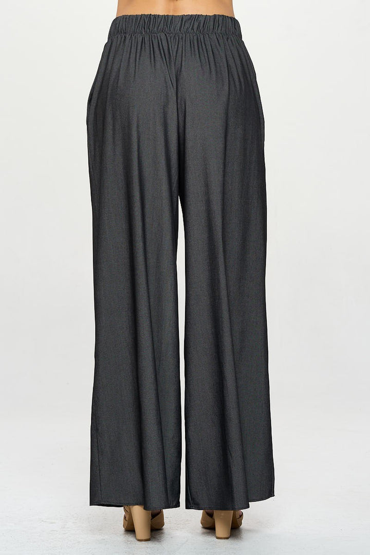 Tencel Straight Leg Pants With Side Pockets