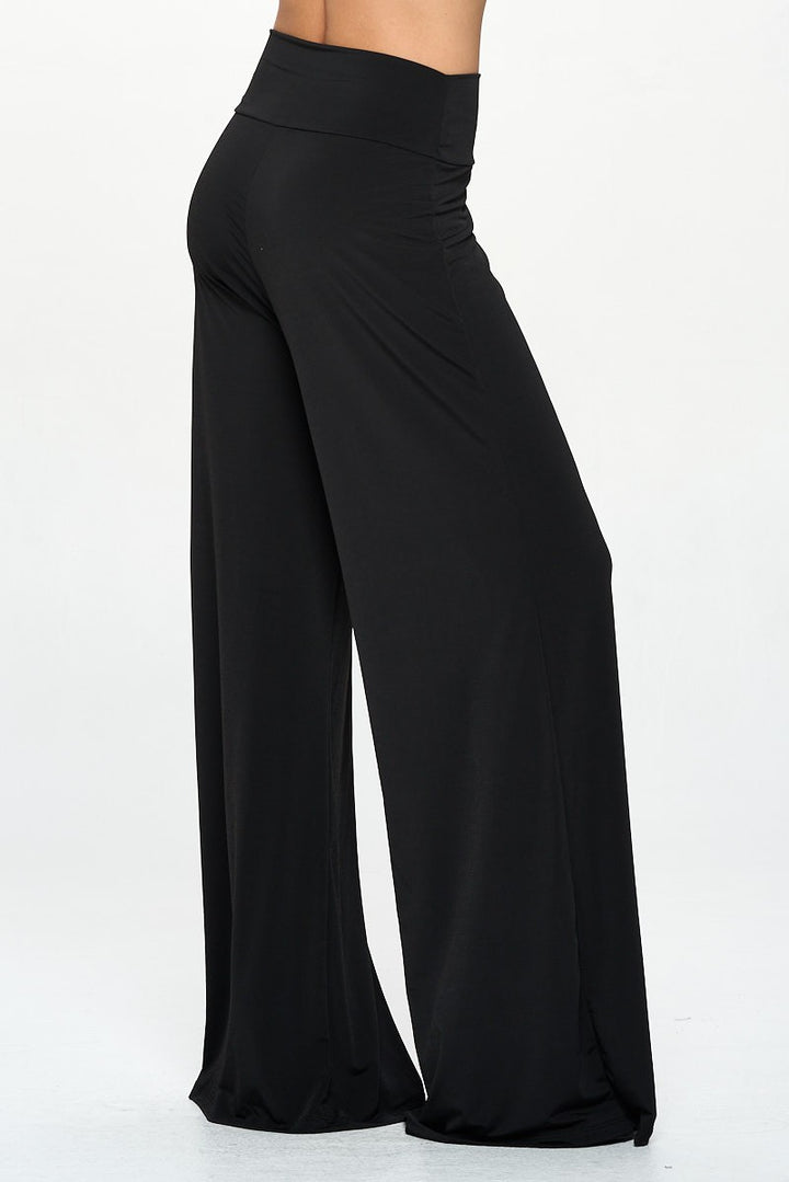 Solid Wide Leg Pants With Thick Waistband