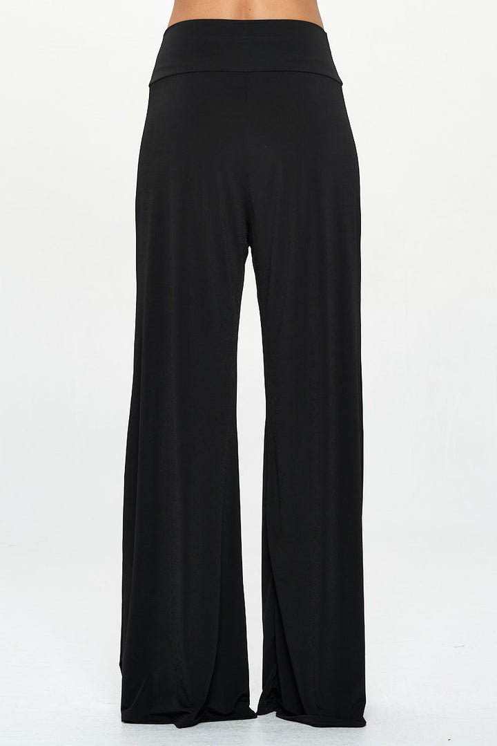 Solid Wide Leg Pants With Thick Waistband
