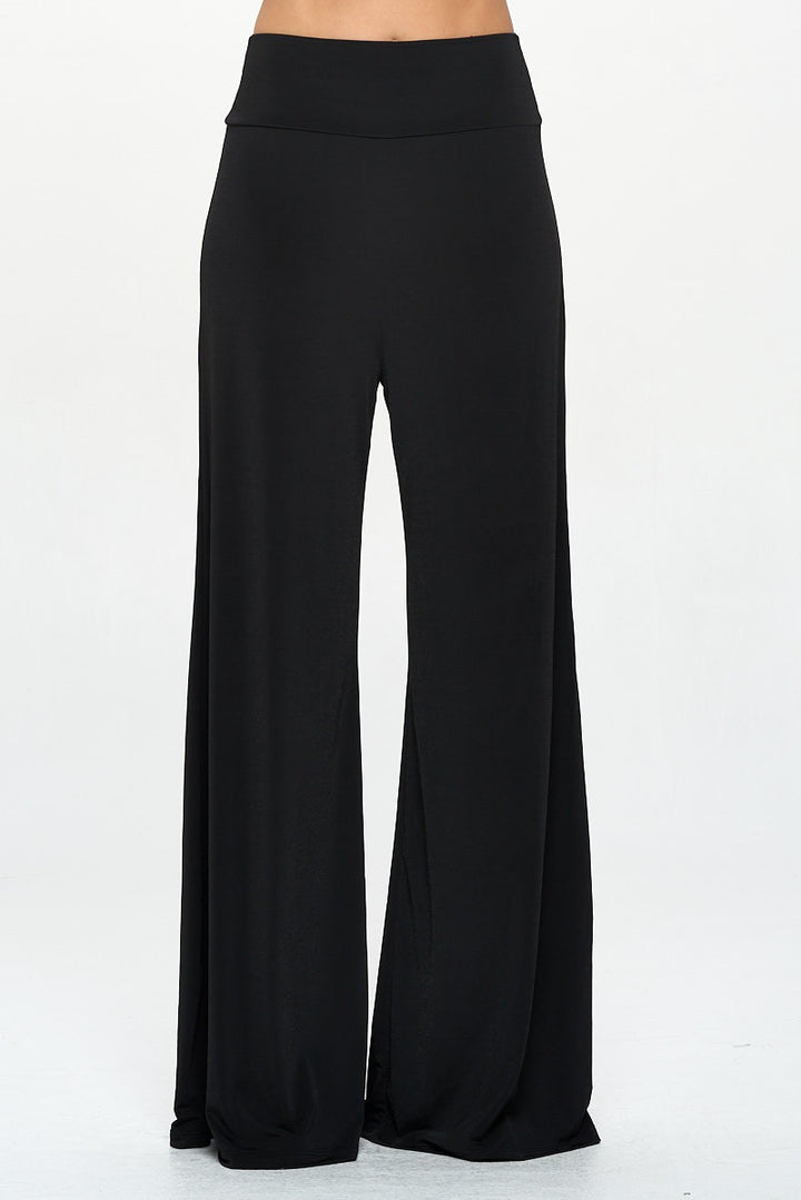 Bk Solid Wide Leg Pants With Thick Waistband