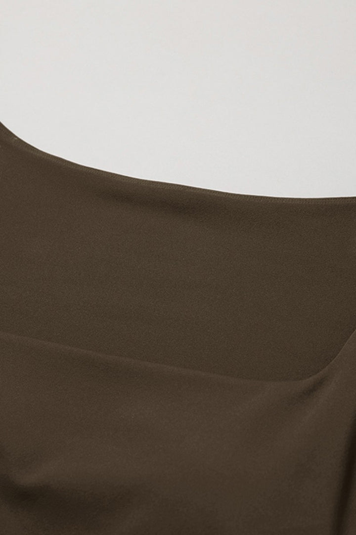 Light Brown Long Sleeves Square Collar Cropped Top