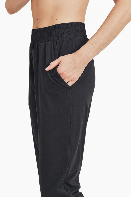 Athleisure Joggers With Curved Notch Hem