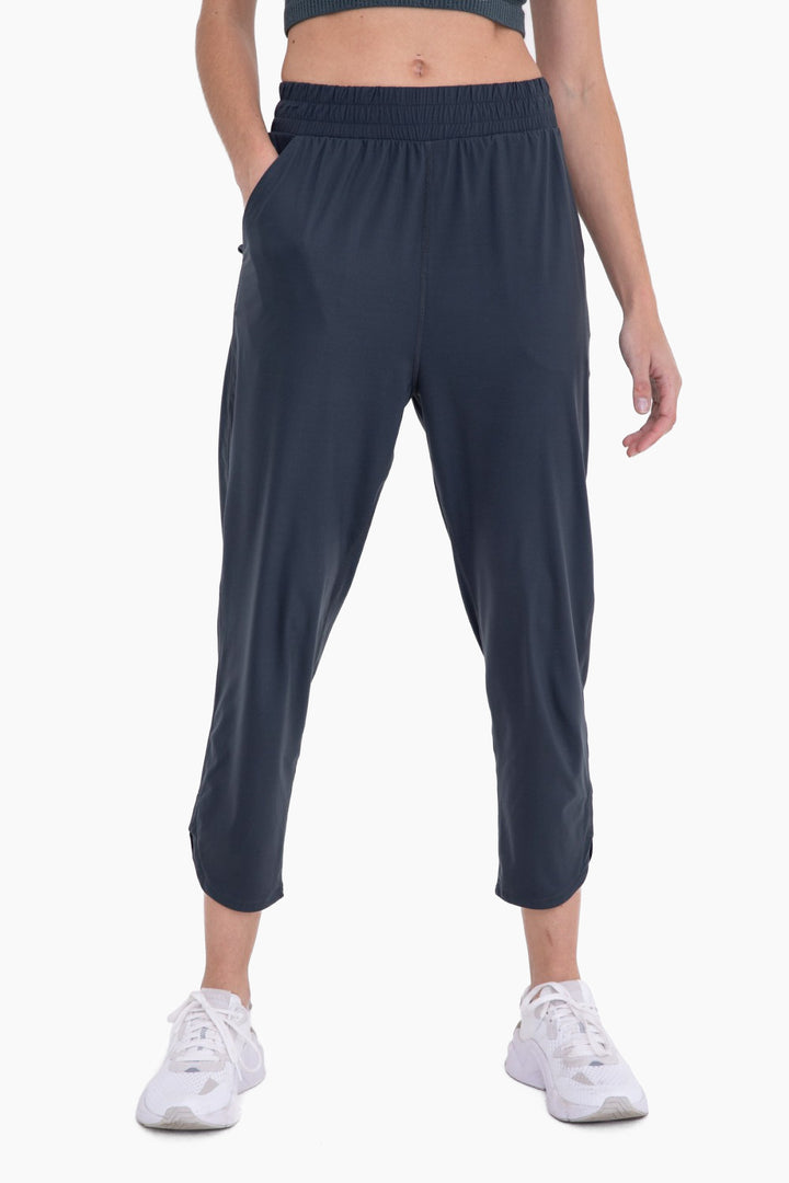 Athleisure Joggers With Curved Notch Hem