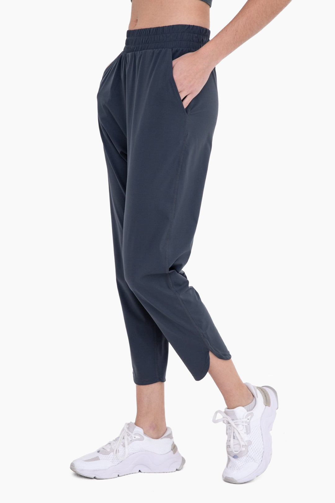 Athleisure Joggers With Curved Notch Hem