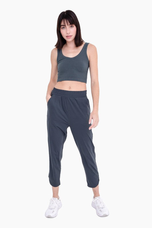 Athleisure Joggers With Curved Notch Hem