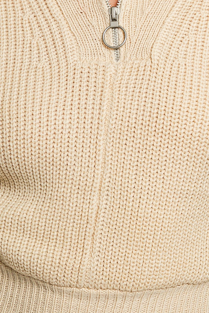 BROWN Zipper Sweater Dress