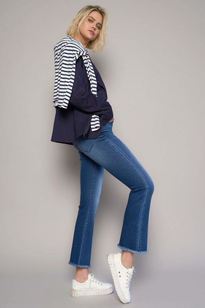 Dark High Rise Crop Boot Jeans