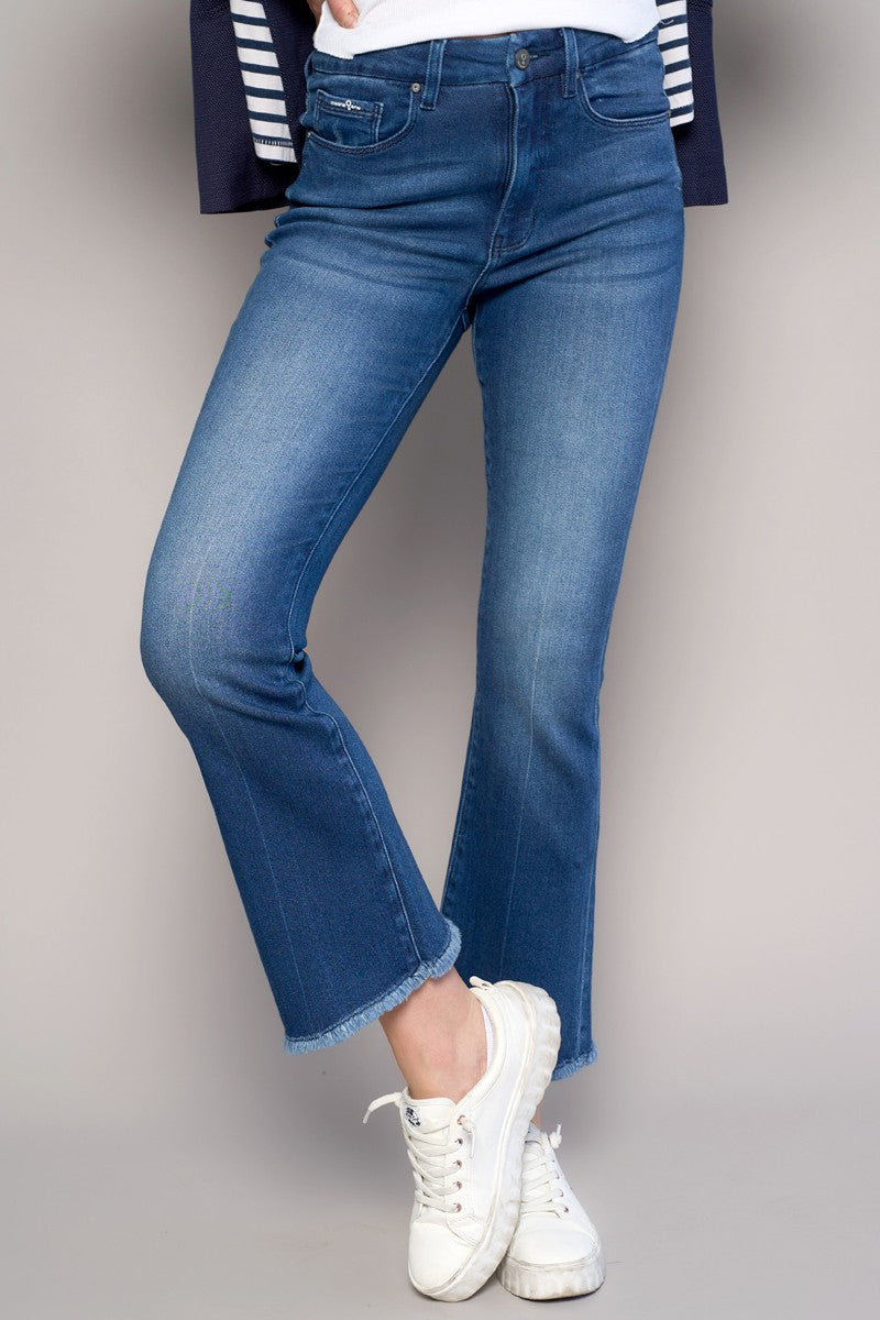 Dark High Rise Crop Boot Jeans