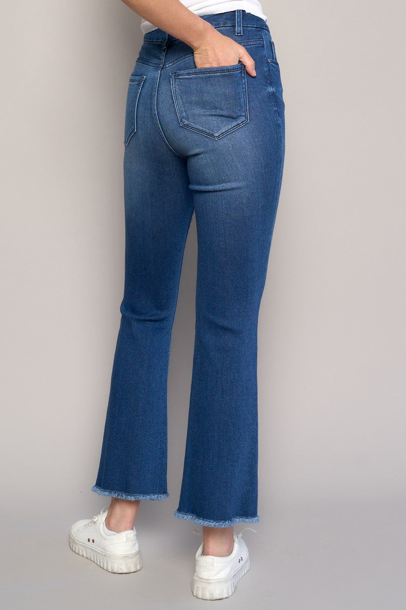 Dark High Rise Crop Boot Jeans