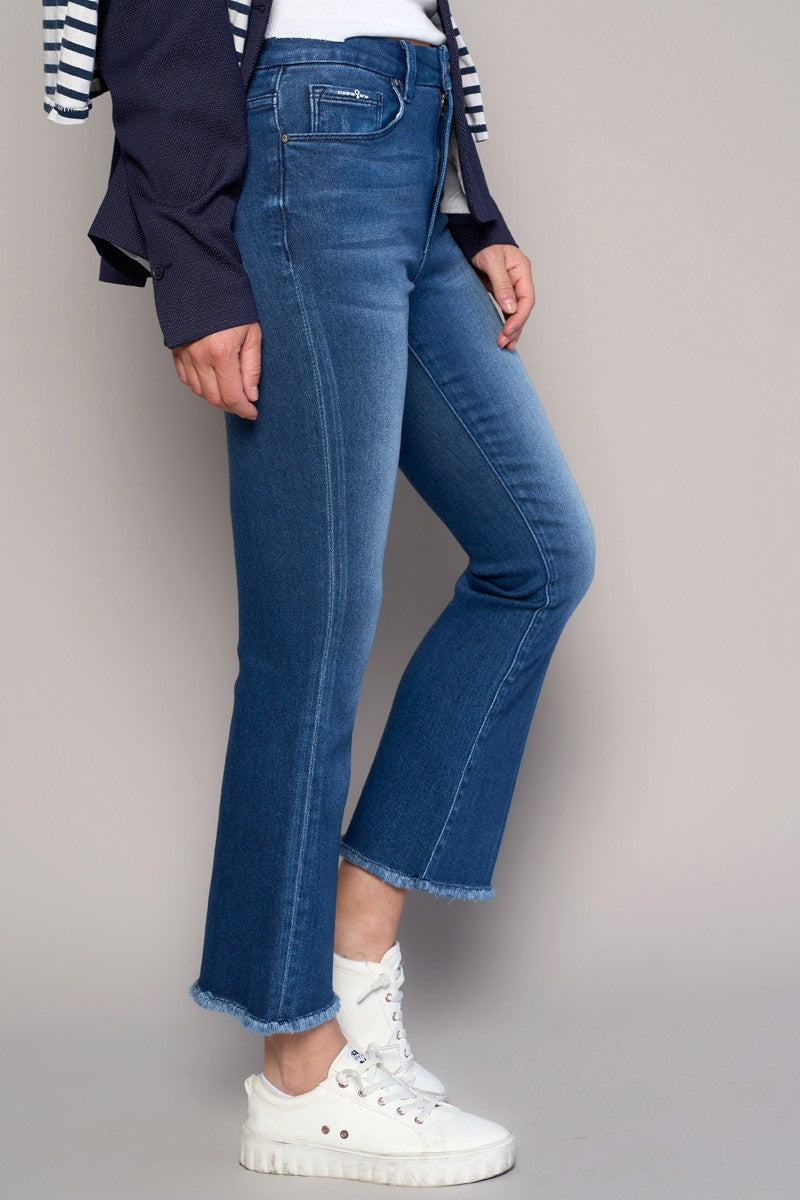 Dark High Rise Crop Boot Jeans