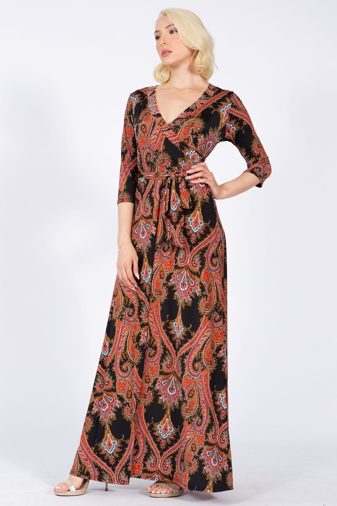 Black Paisley Greta Wrap Dress | Anekay