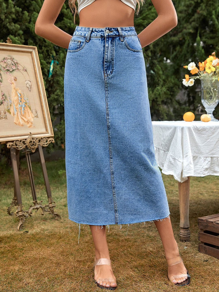 Denim Midi Denim Skirt