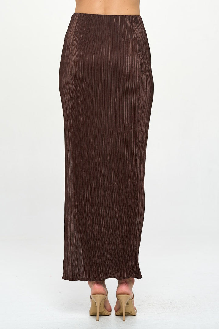 Made In Usa Plisse Maxi Skirt With Slit 1