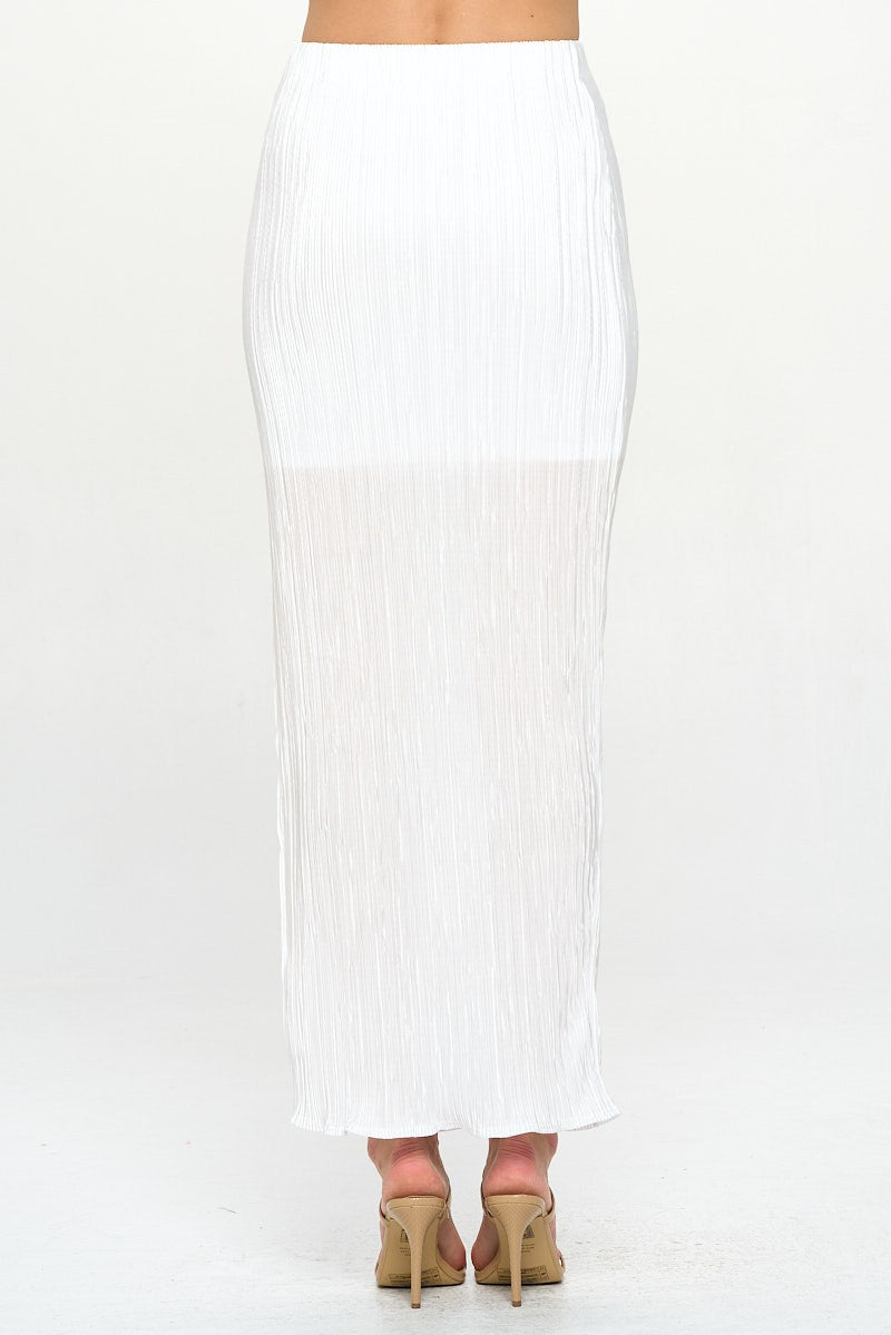 Made In Usa Plisse Maxi Skirt With Slit 4