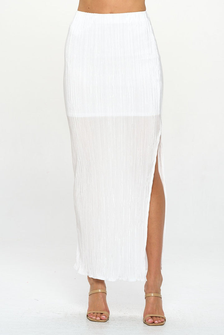 Wt Made In Usa Plisse Maxi Skirt With Slit 4