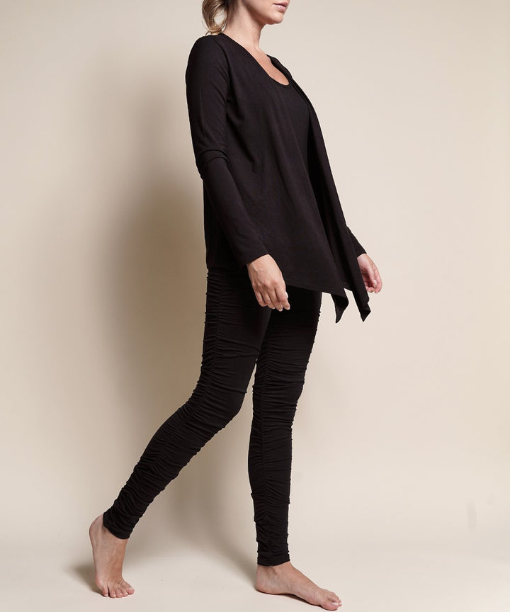 Mocha Bamboo Simple Tie Front Cardigan