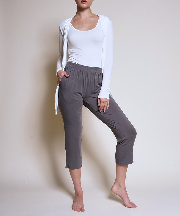 White Bamboo Simple Tie Front Cardigan