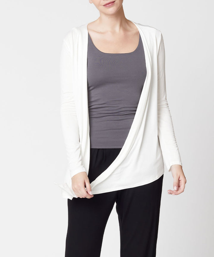 Mocha Bamboo Simple Tie Front Cardigan
