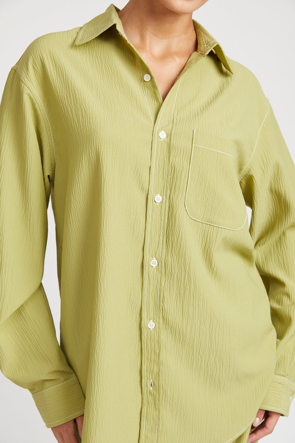 Burgundy Contrasted Stitch Button Down Shirt