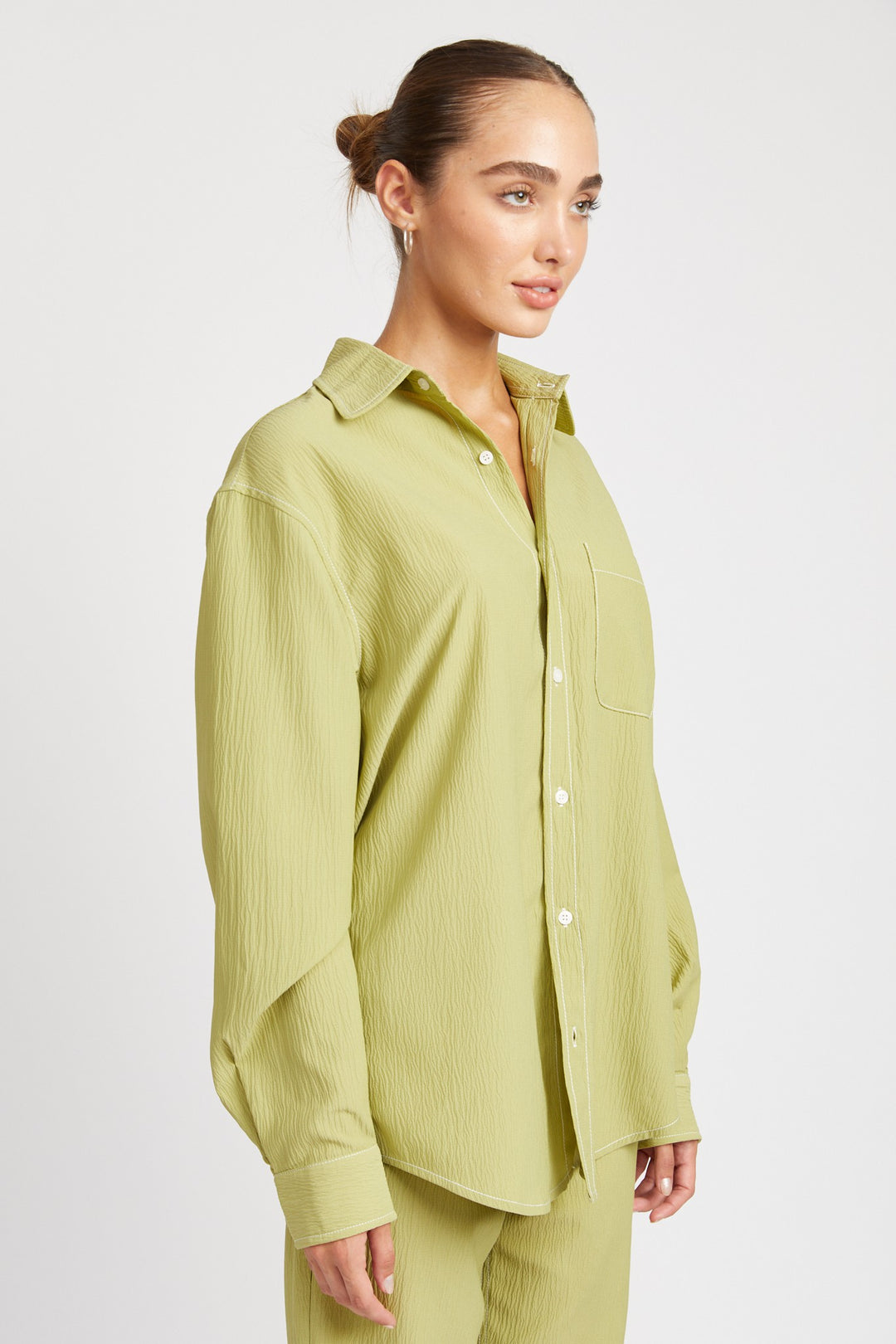Contrasted Stitch Button Down Shirt