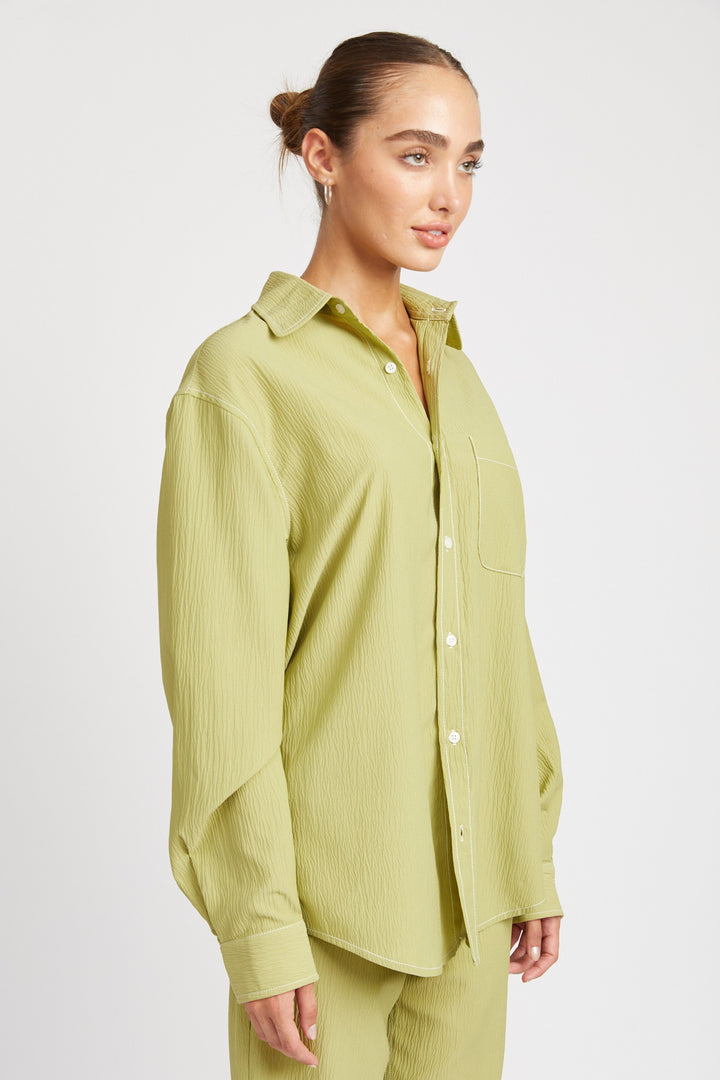 Contrasted Stitch Button Down Shirt