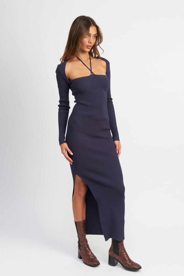 Halter Neck Maxi Dress With Slit