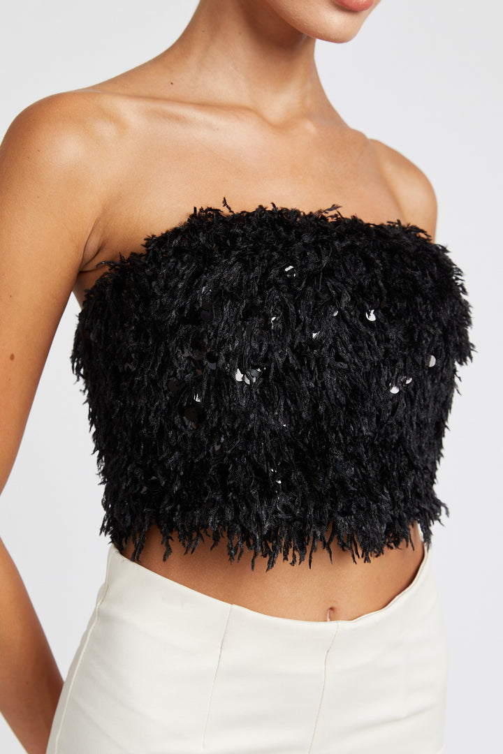 Cream Feather Tube Top