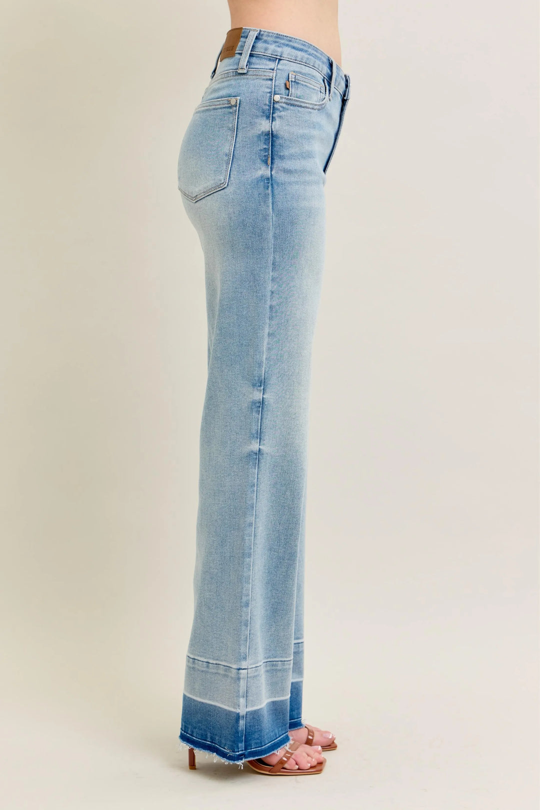 Lt Judy Blue Full Size Mr Release Hem Wide Leg Jeans Plus Size