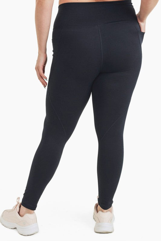 Black Curvy Tapered Band Essential High Waist Leggings