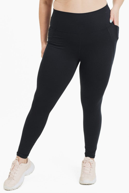 Black Curvy Tapered Band Essential High Waist Leggings