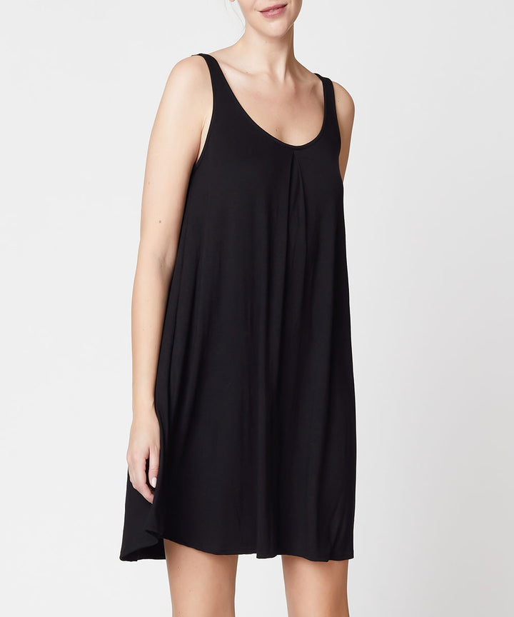 Black Bamboo Pajama Cami Dress