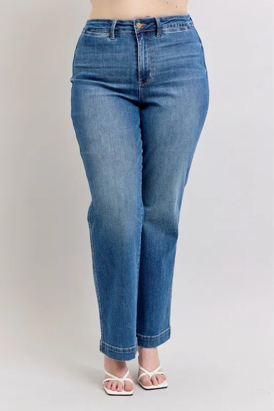 Md Judy Blue Full Size High Waist Contrast Thread Straight Plus Size