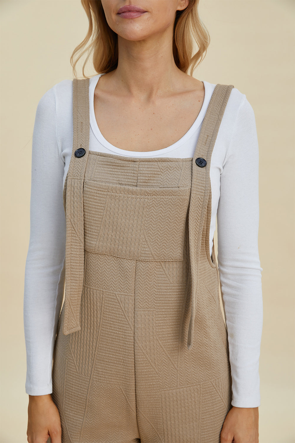 Brown Double Take Full Size Texture Sleeveless Romper
