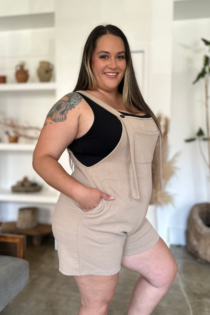 Black Double Take Full Size Texture Sleeveless Romper