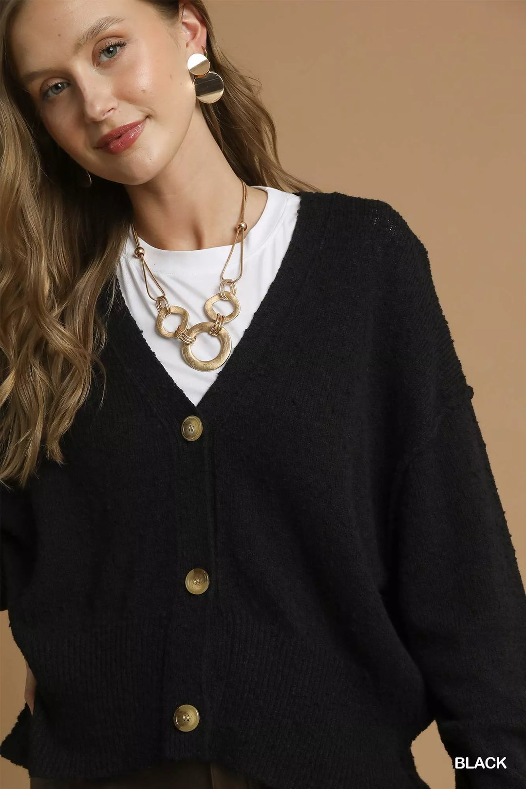 Umgee Button Front V Neck Knit Cardigan 2