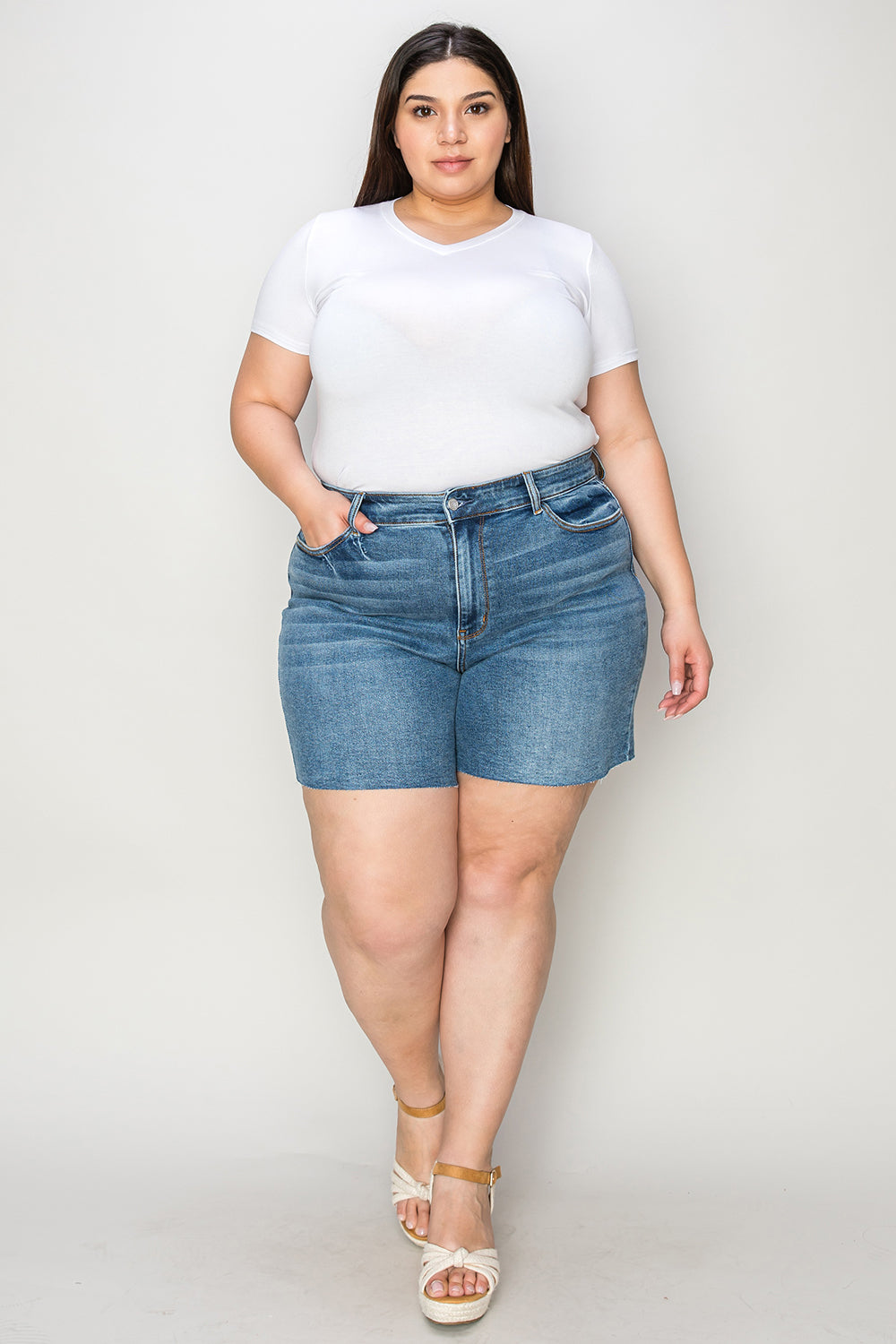 Medium Judy Blue Full Size High Waist Slim Denim Shorts
