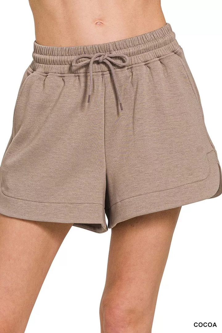 Cocoa Zenana Scuba Elastic Waistband Shorts With Pocket 2
