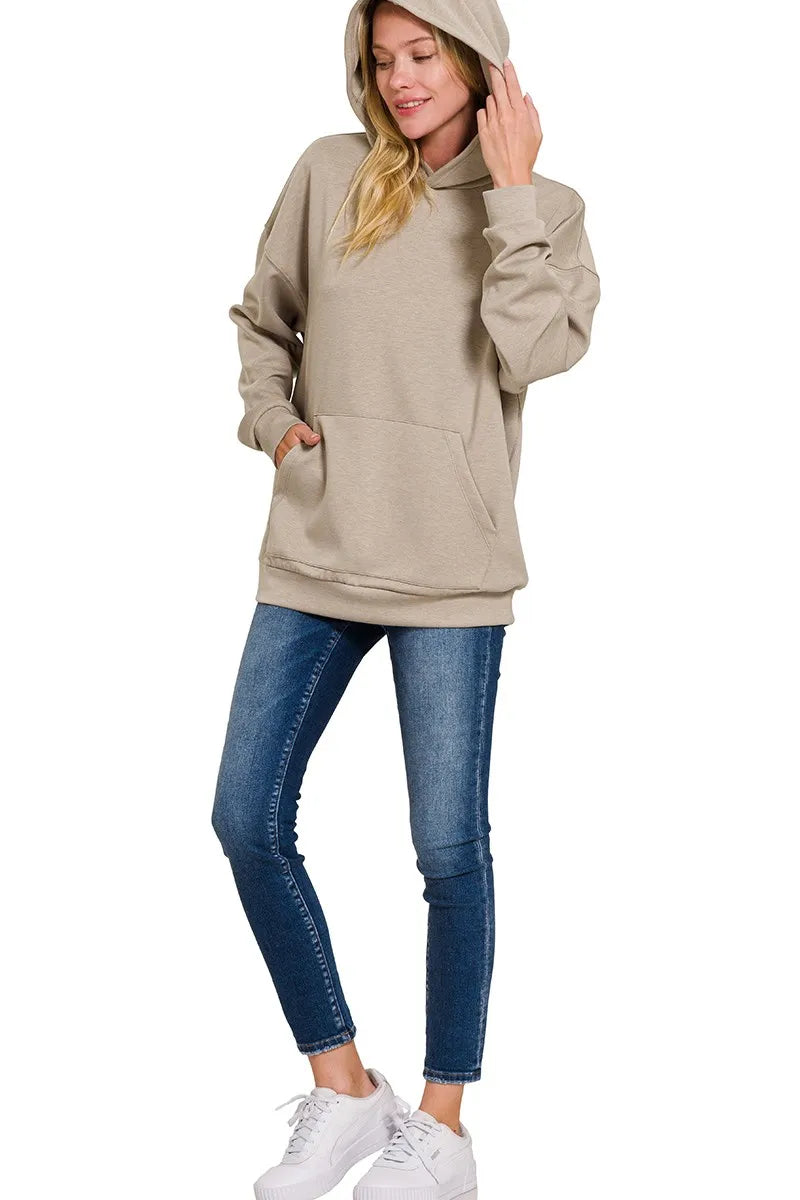 Zenana Oversized Scuba Hoodie With Kangaroo Pocket 2