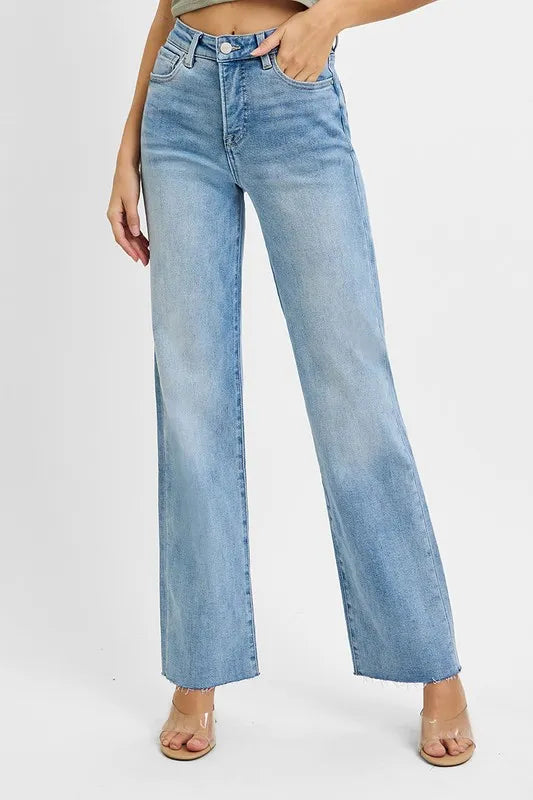 Light Risen Tummy Control Rise Straight Jeans