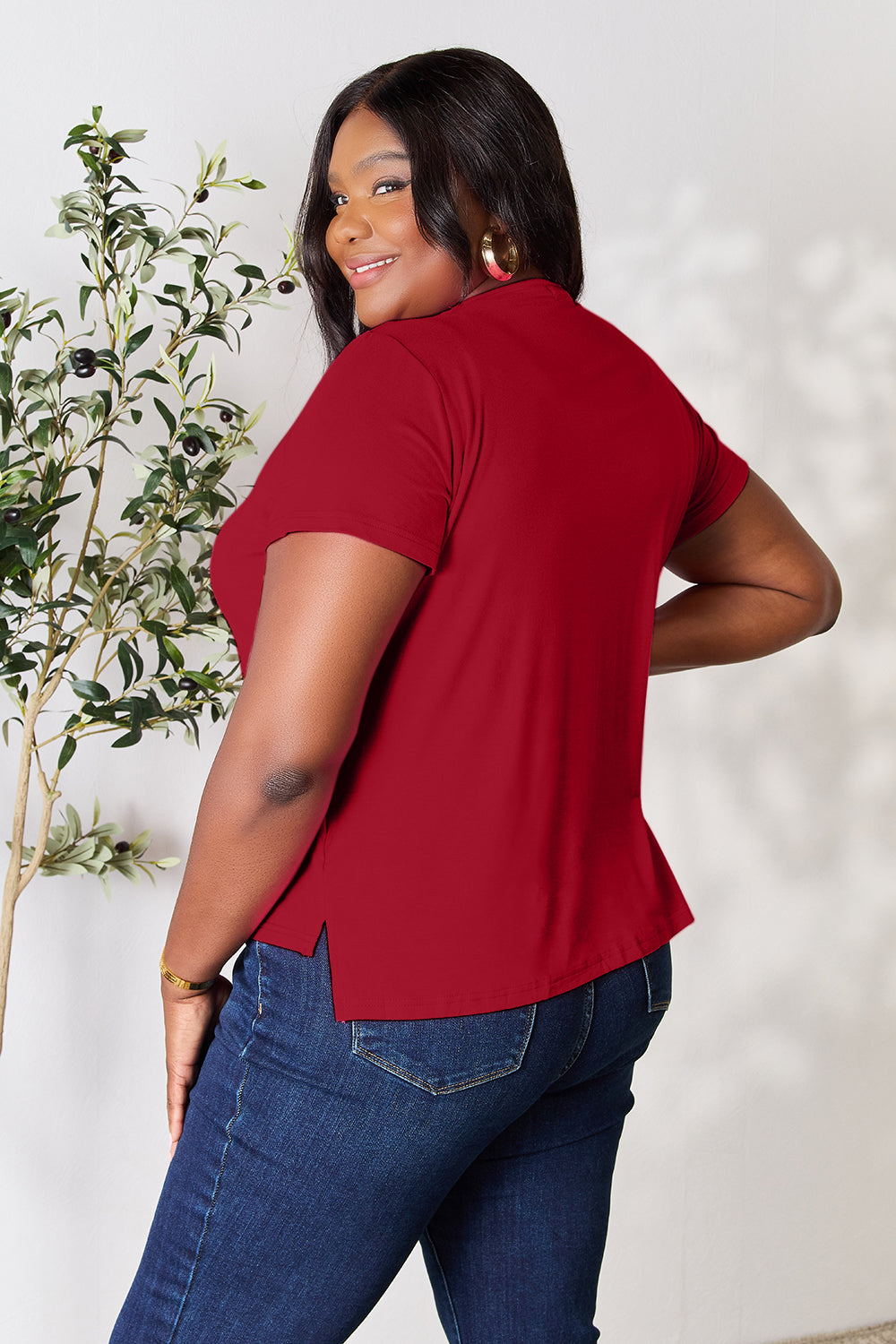 Dusty Blue Basic Bae Full Size Round Neck Short Sleeve T Shirt 2