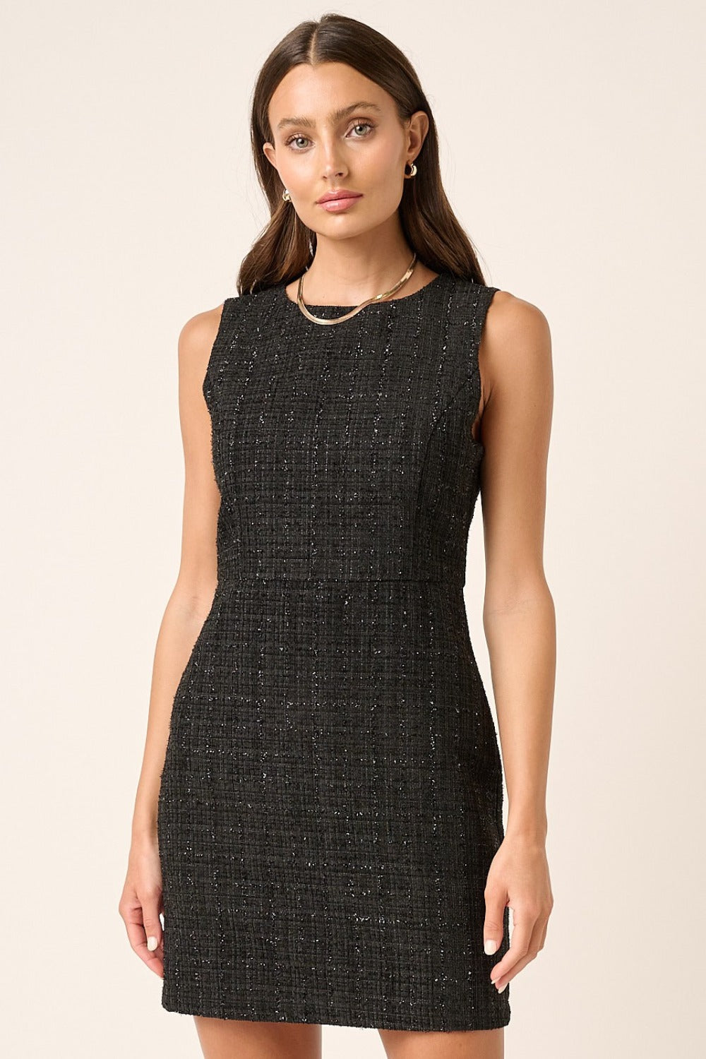 Black Mittoshop Tweed Sleeveless Mini Dress 1