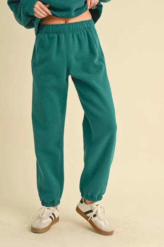 Teal Aemi Co Drawstring Elastic Waist Joggers 1
