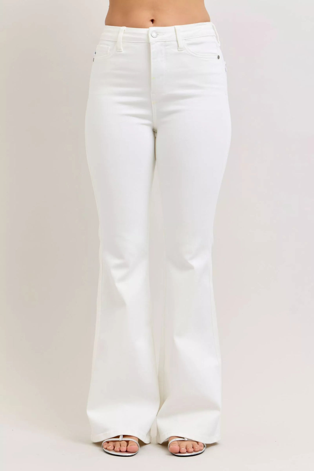Wht Judy Blue High Waisted Tummy Control Flare Jeans