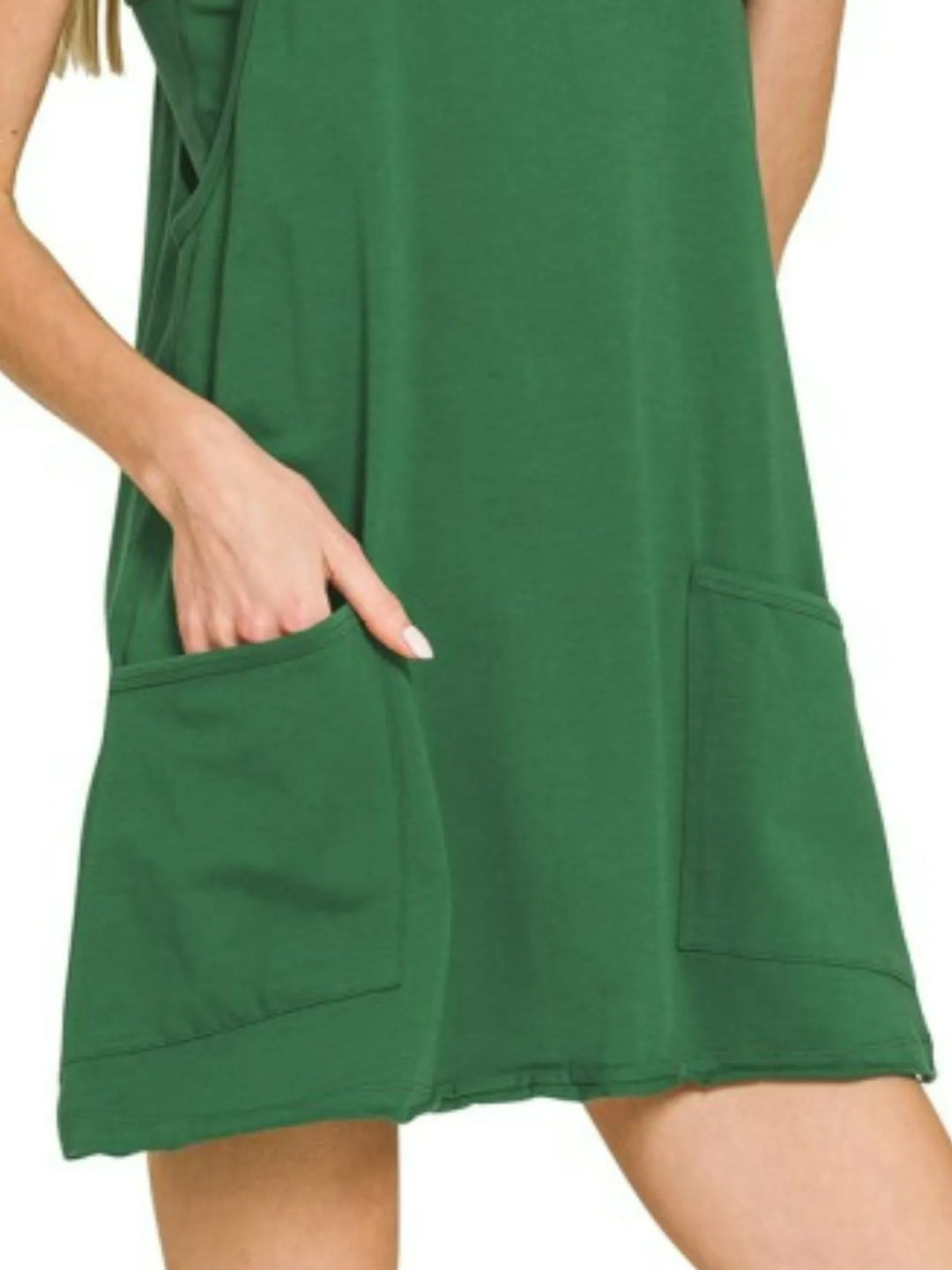 Army Green Zenana Cami Mini Dress With Built In Romper Liner