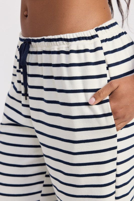 Striped Pants With Elastic Waist Band