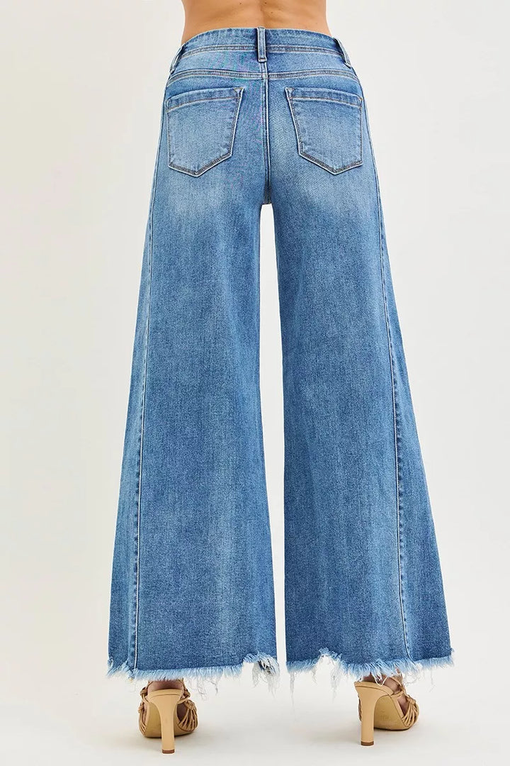 Medium Risen High Rise Ankle Wide Jeans